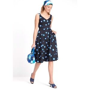 Kate Spade Evil Eye Poplin Grace Dress Black Blue Size 6 NWT $368